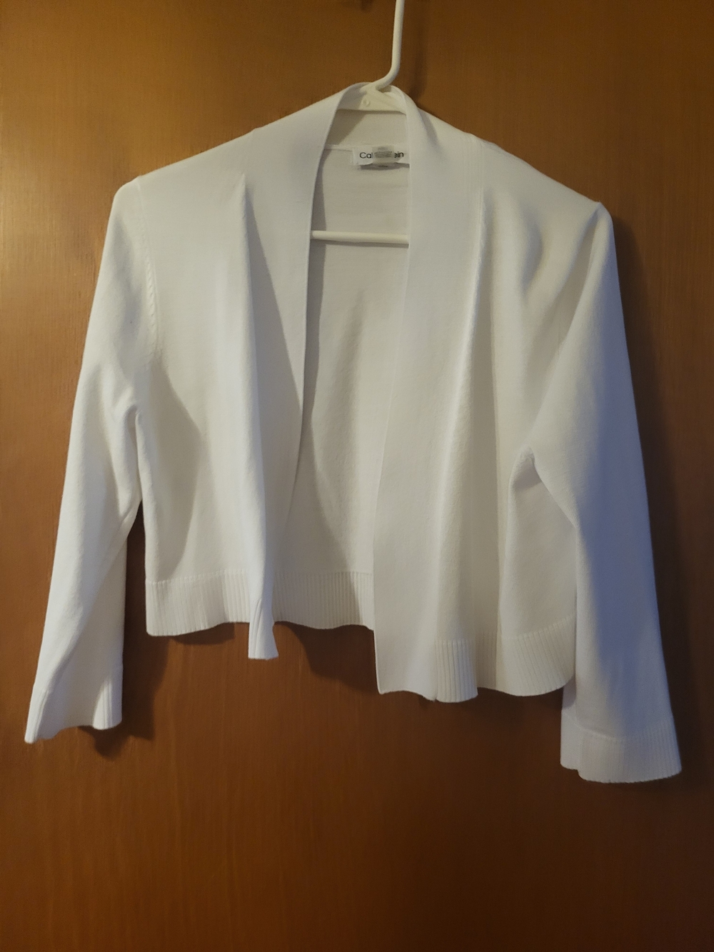 Calvin Klein White Open-Front Crop Cardigan